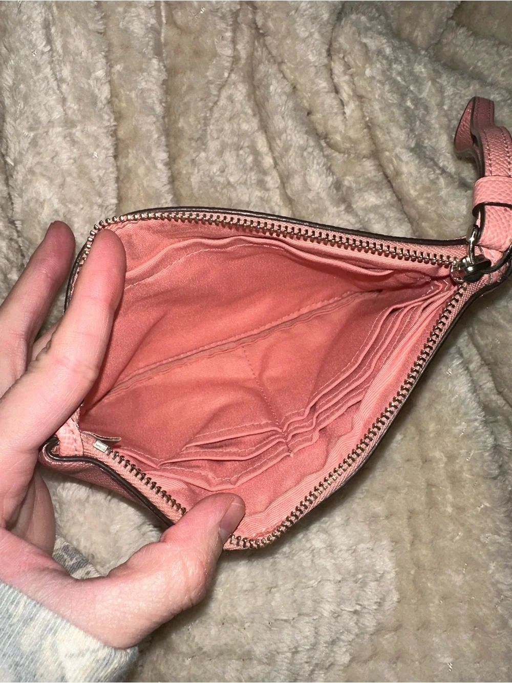 Coach Pink Textured Leather Wristlet Clutch